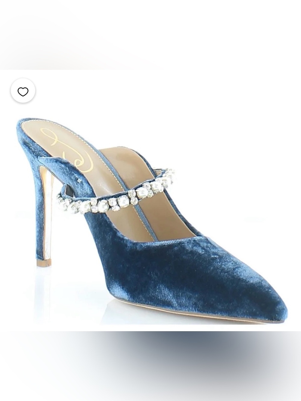Sam Edelman Hyland Mule Pumps-Sapphire Blue Velvet w/Crystal Strap (size 8)